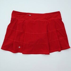 Lululemon Red Pleated Tennis Skirt Built-in Shorts Athletic Skort Women's 12